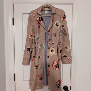 Anthropologie Floral Trench coat